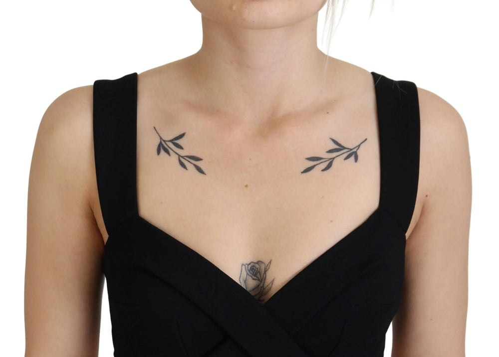 Dolce & Gabbana Black Viscose Bodycon Sheath Midi Dress - Dresses