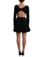 Dolce & Gabbana Black Viscose Cut Out A-line Long Sleeves Mini Dress - IT40|S - Dresses