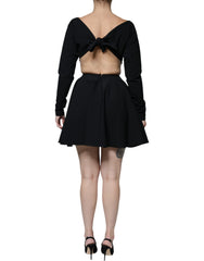Dolce & Gabbana Black Viscose Cut Out A-line Long Sleeves Mini Dress - IT40|S - Dresses