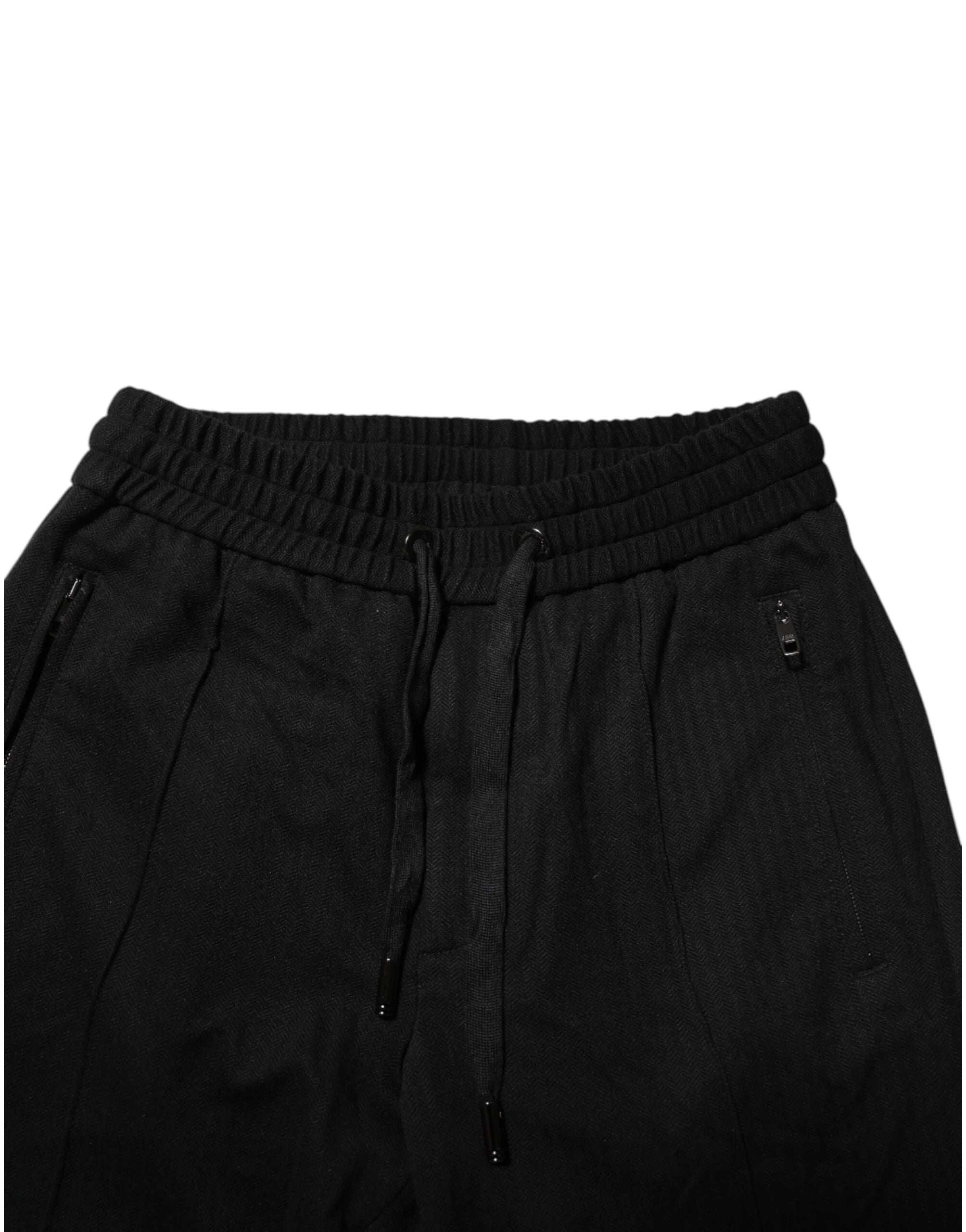 Dolce & Gabbana Black Viscose Drawstring Men Jogger Pants - IT44 | XS