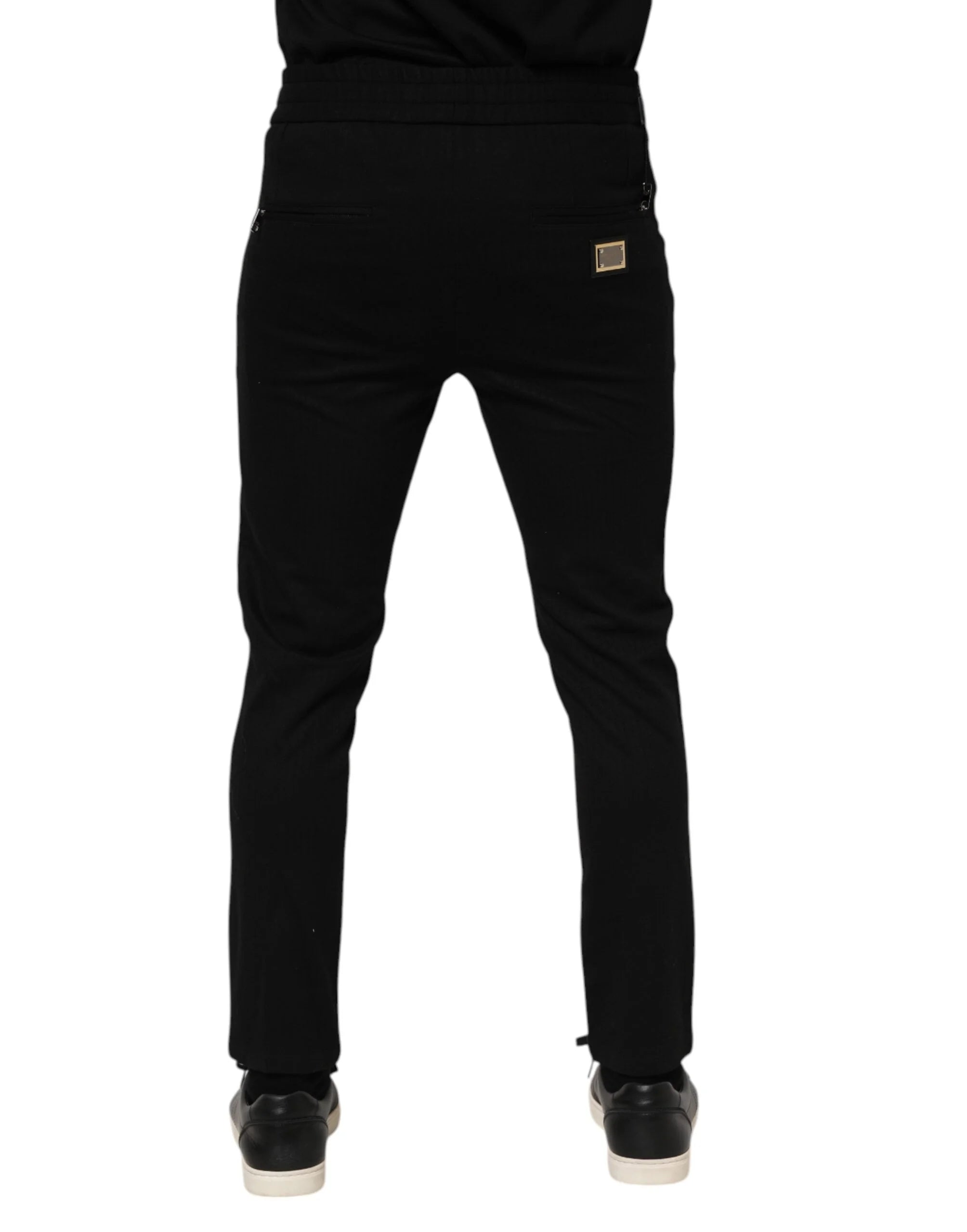 Dolce & Gabbana Black Viscose Drawstring Men Jogger Pants - IT44 | XS