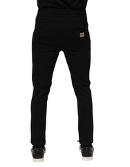 Dolce & Gabbana Black Viscose Drawstring Men Jogger Pants - IT44 | XS