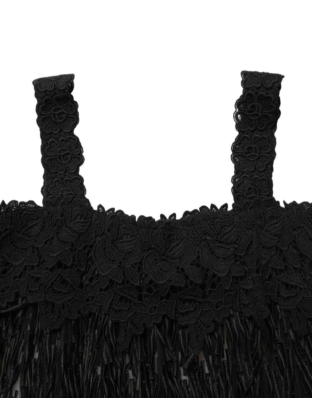 Dolce & Gabbana Black Viscose Fringed Sleeveless Mini Dress