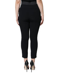 Dolce & Gabbana Black Viscose High Waist Tapered Pants - IT40|S - Trousers