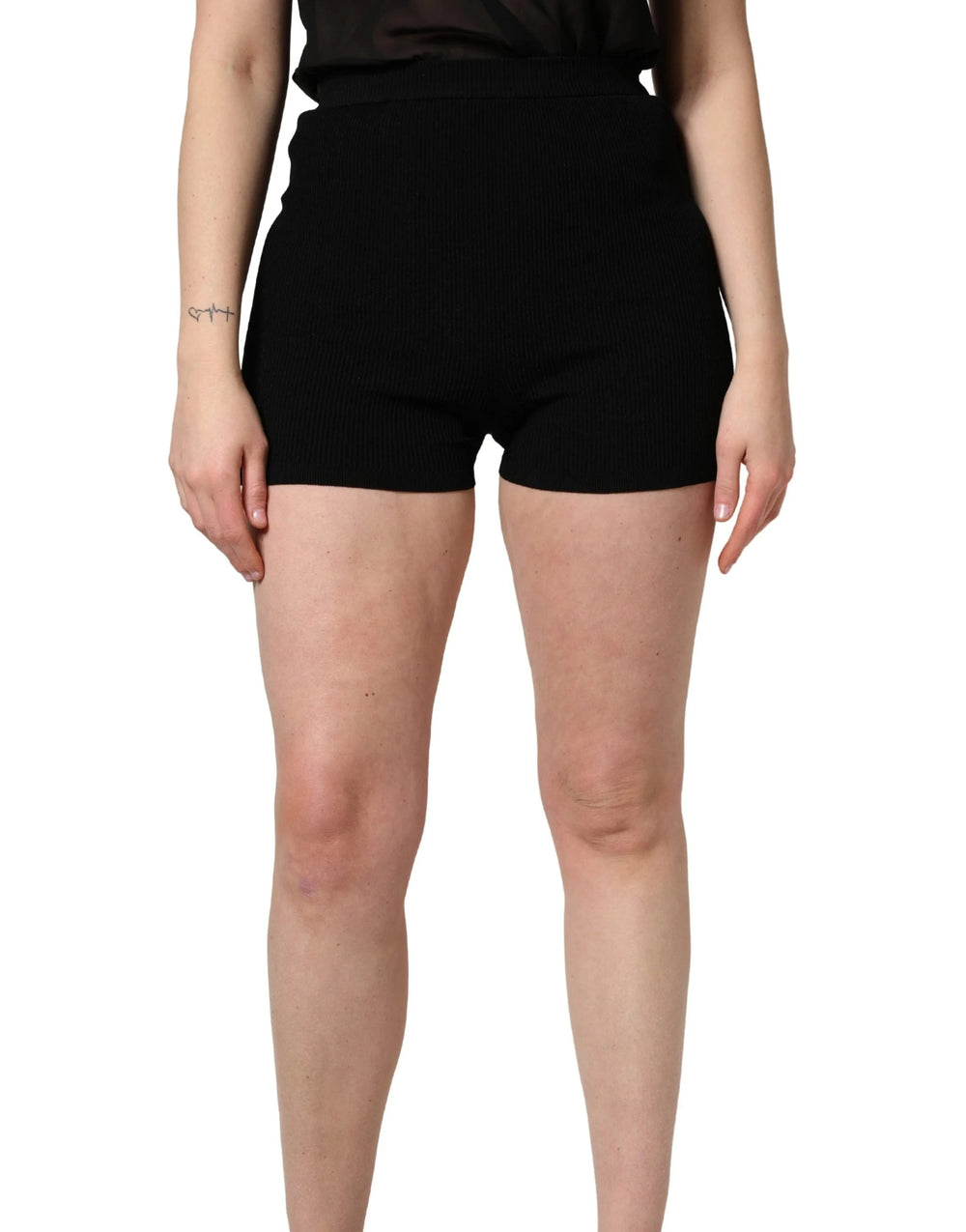 Dolce & Gabbana Bermude scurte high waisted din viscosă neagră - IT40|S