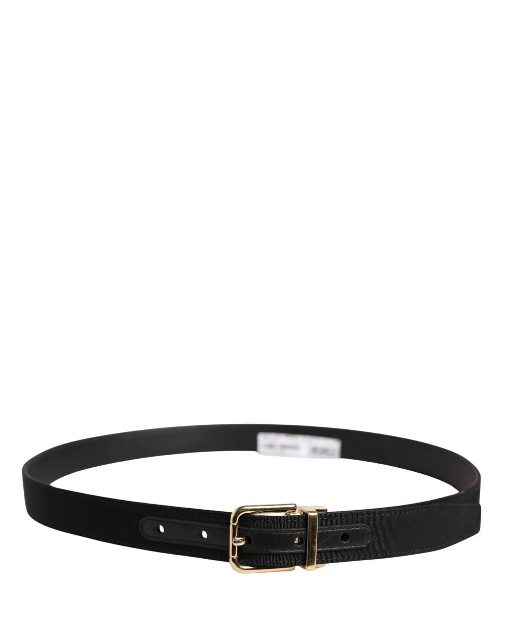 Dolce & Gabbana Black Viscose Leather Gold Metal Buckle Belt - 90 cm / 36 Inches