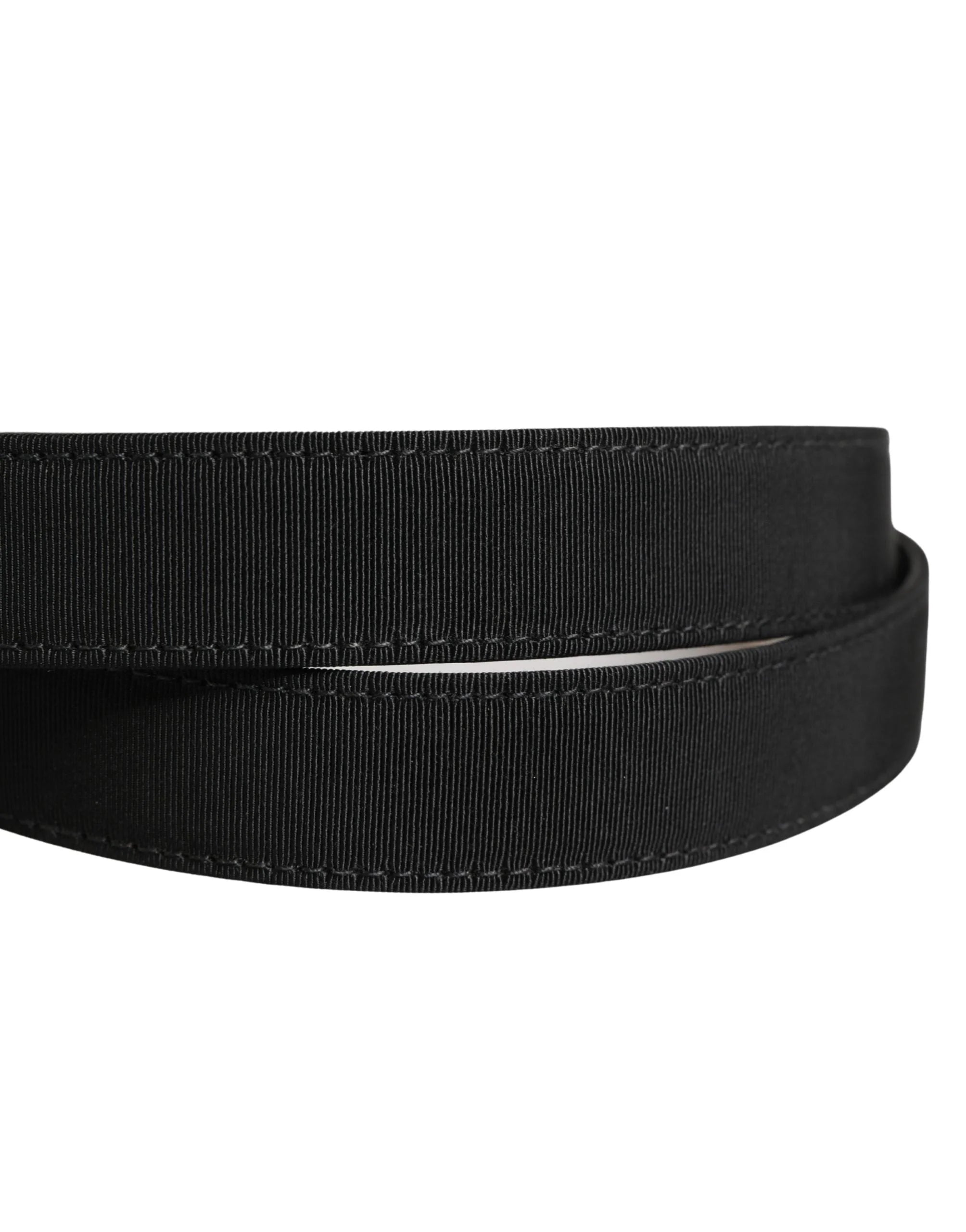 Dolce & Gabbana Black Viscose Leather Gold Metal Buckle Belt - 90 cm / 36 Inches