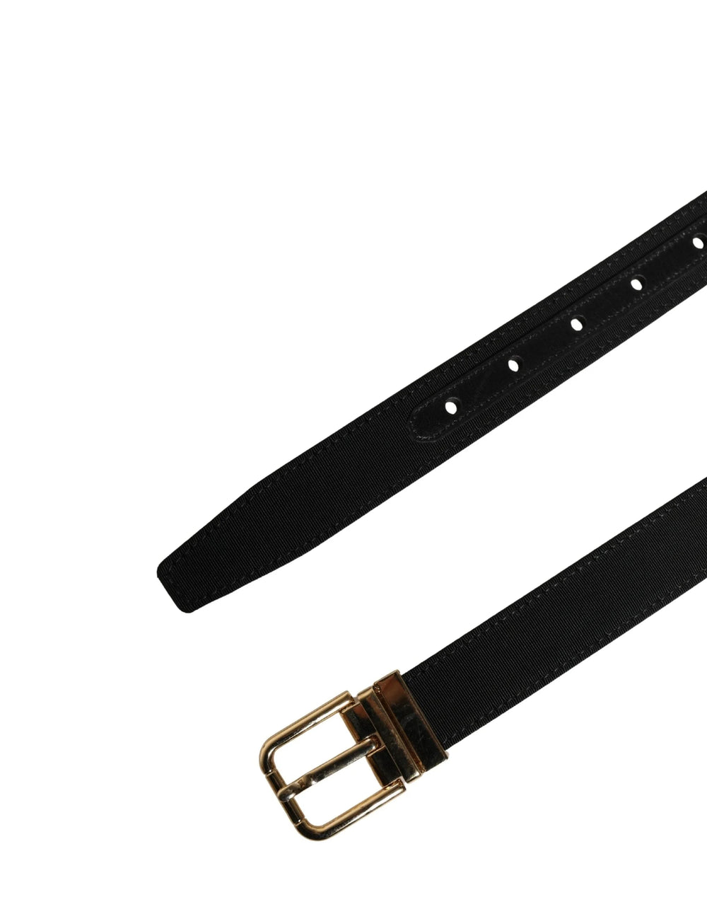 Dolce & Gabbana Black Viscose Leather Gold Metal Buckle Belt - 90 cm / 36 Inches