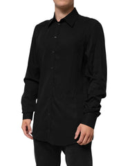 Dolce & Gabbana Black Viscose Long Sleeve Formal Dress Shirt - IT41 | L - Shirts