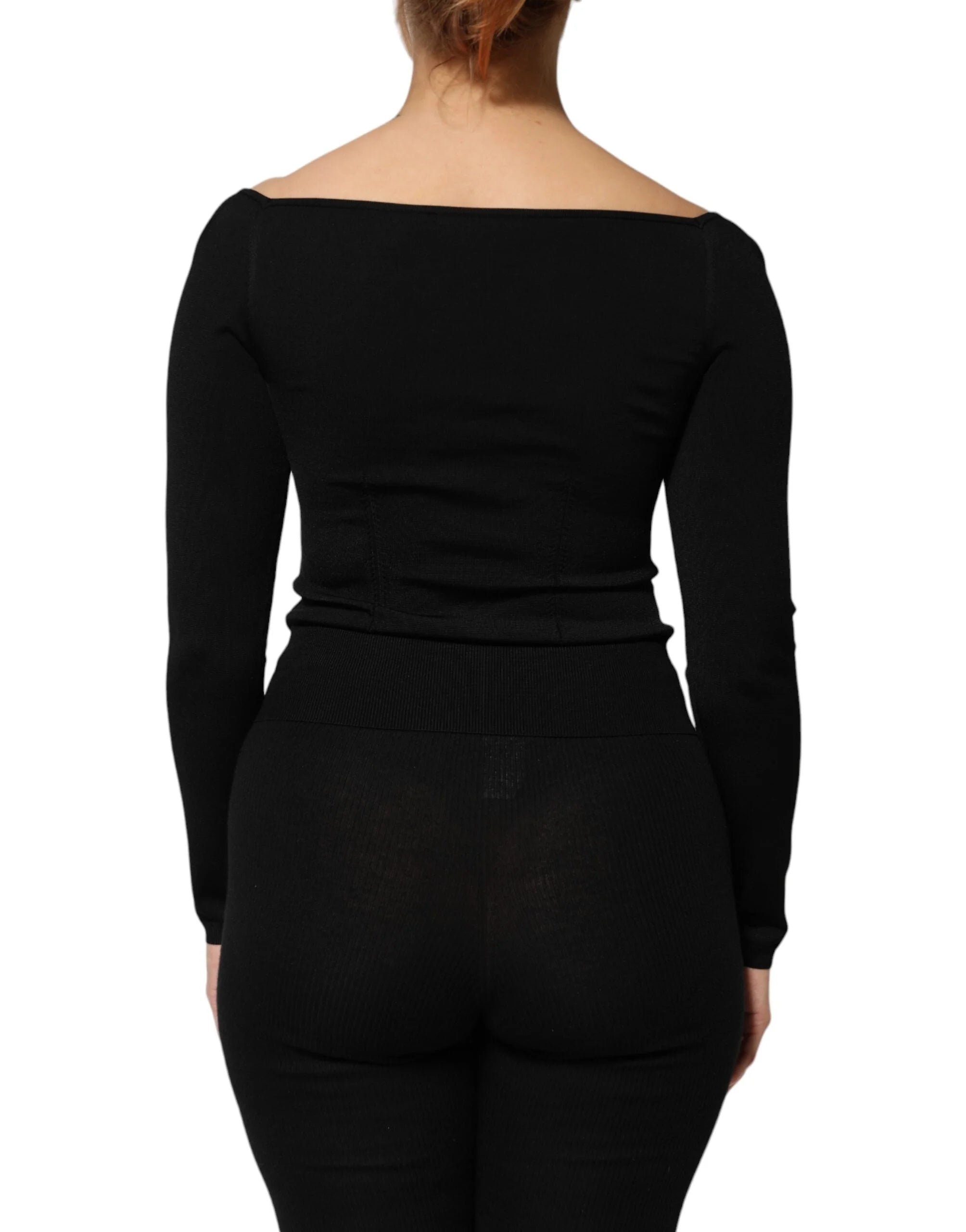 Dolce & Gabbana Black Viscose Long Sleeve Pullover Blouse Top - IT42|M - Sweaters