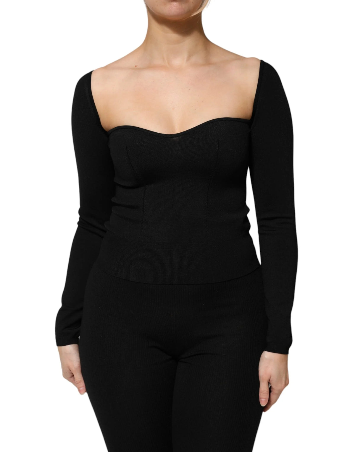 Dolce & Gabbana Black Viscose Long Sleeve Pullover Blouse Top - IT42|M - Sweaters
