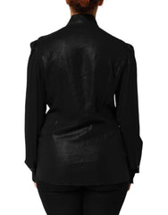 Dolce & Gabbana Black Viscose Long Sleeve Tie Neck Blouse Top - IT42|M - Blouses