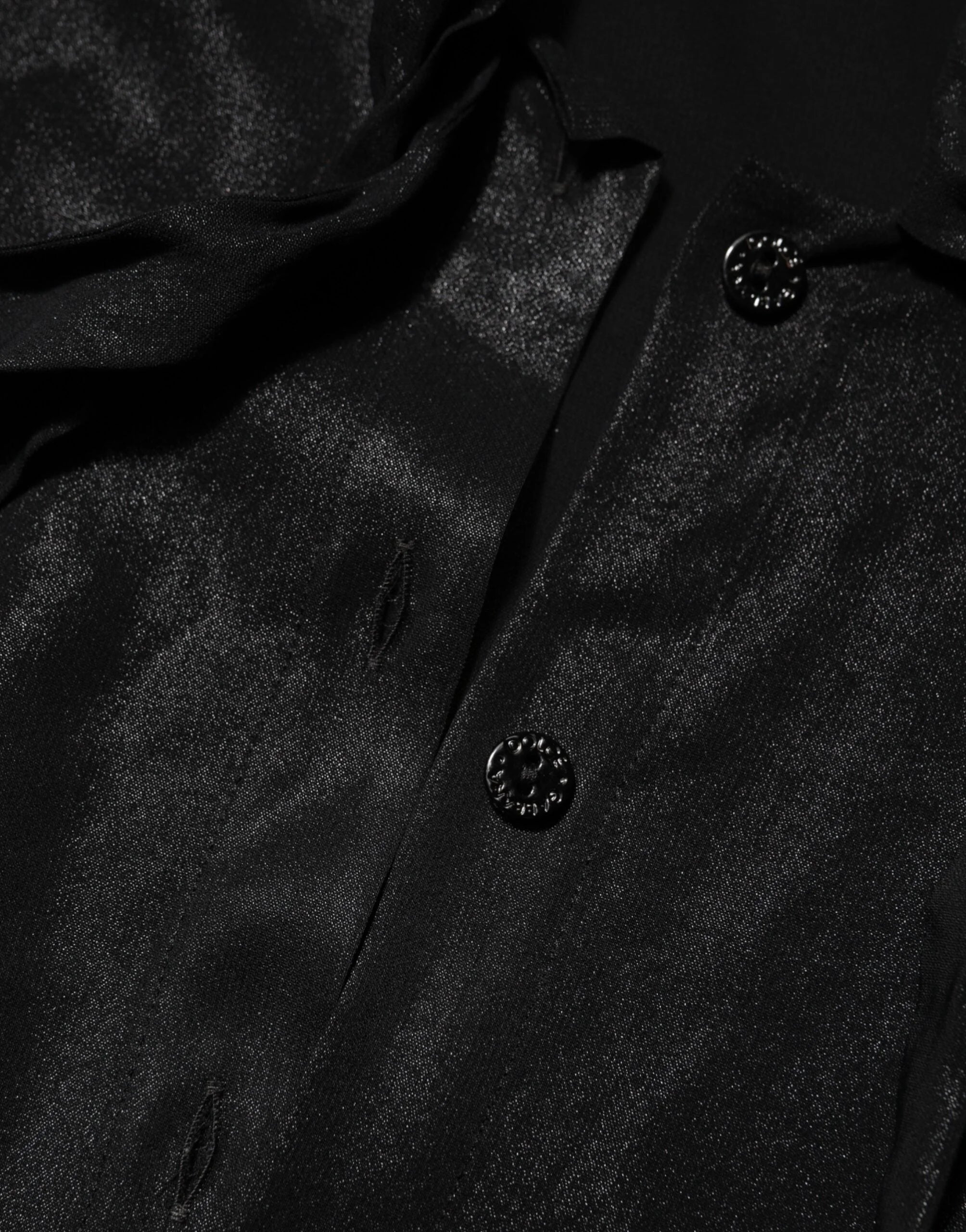 Dolce & Gabbana Black Viscose Long Sleeve Tie Neck Blouse Top - IT42|M - Blouses