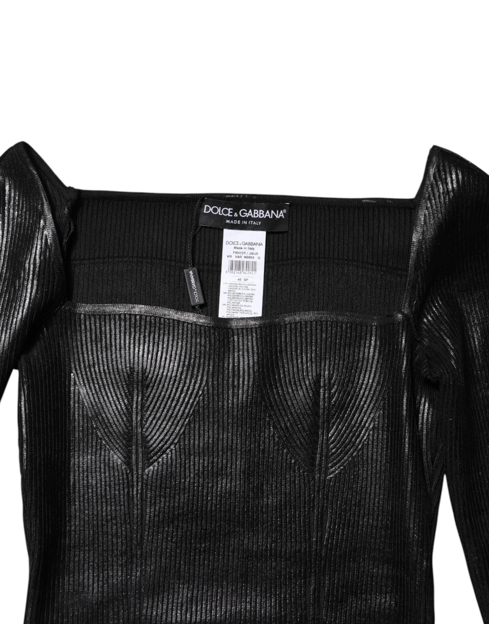 Dolce & Gabbana Black Viscose Long Sleeves Fitted Blouse Top - IT40|S - Blouses