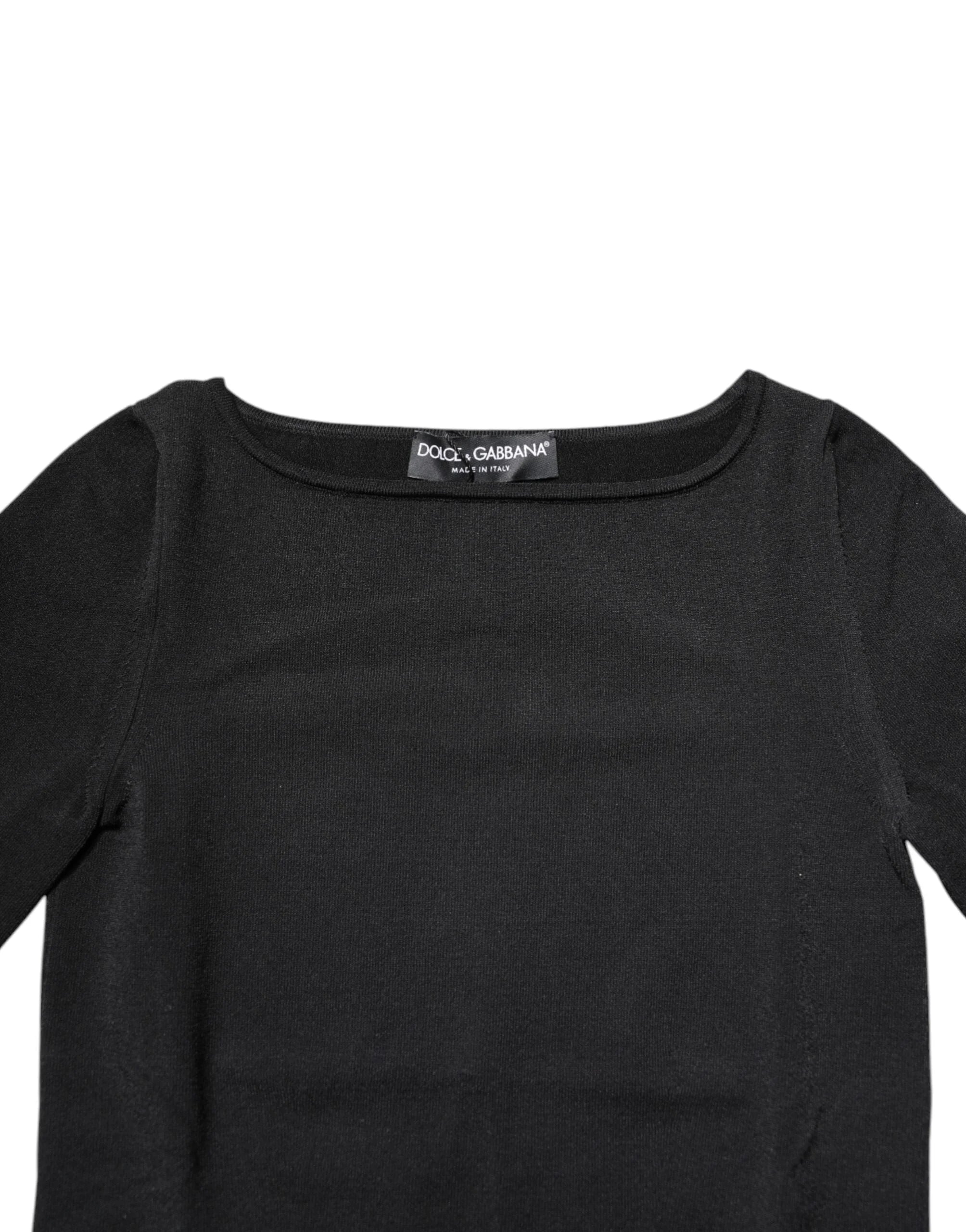 Dolce & Gabbana Black Viscose Long Sleeves Pullover Top - IT36|XXS - Sweaters