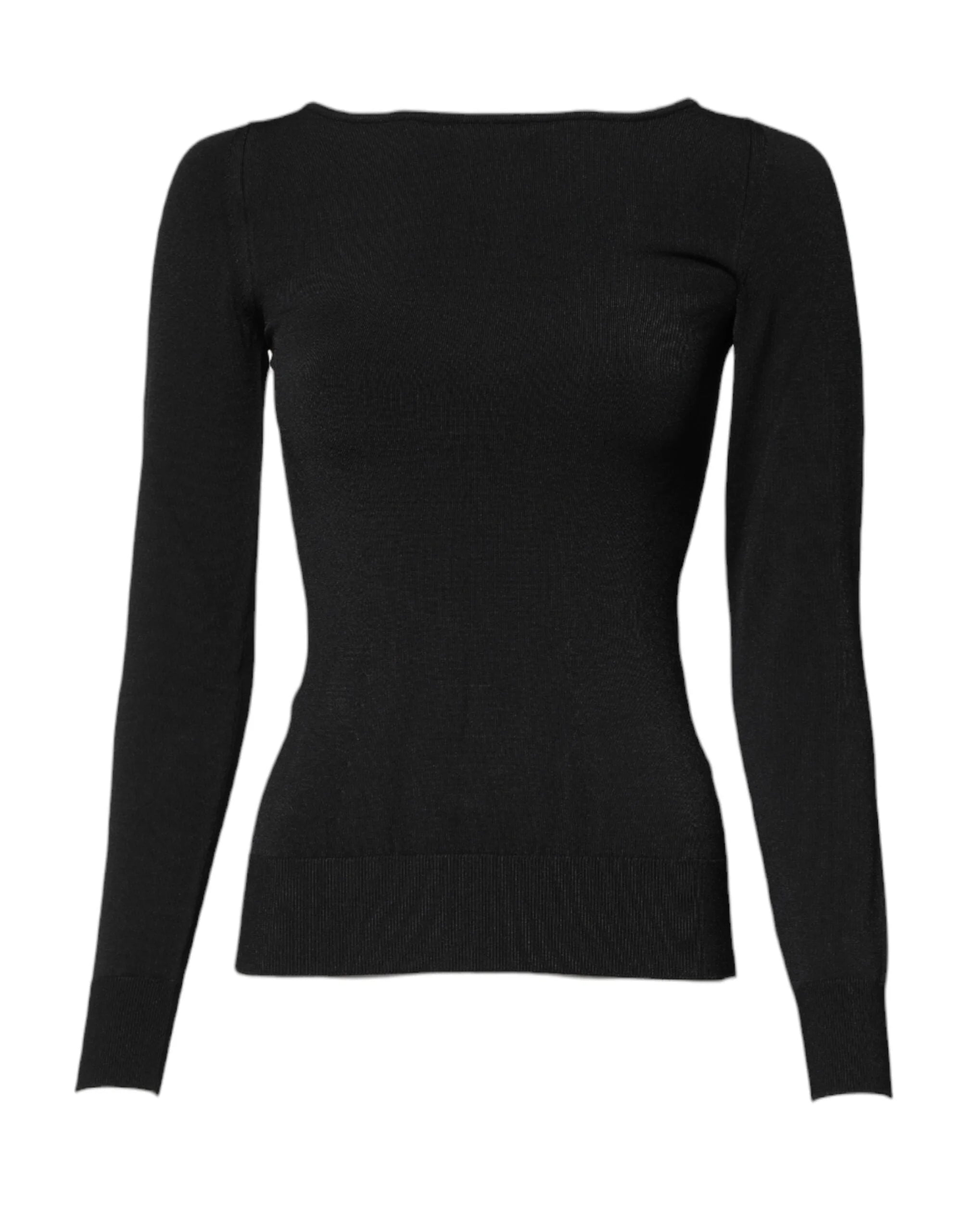 Dolce & Gabbana Black Viscose Long Sleeves Pullover Top - IT36|XXS - Sweaters