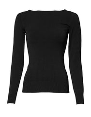 Dolce & Gabbana Black Viscose Long Sleeves Pullover Top - IT36|XXS - Sweaters