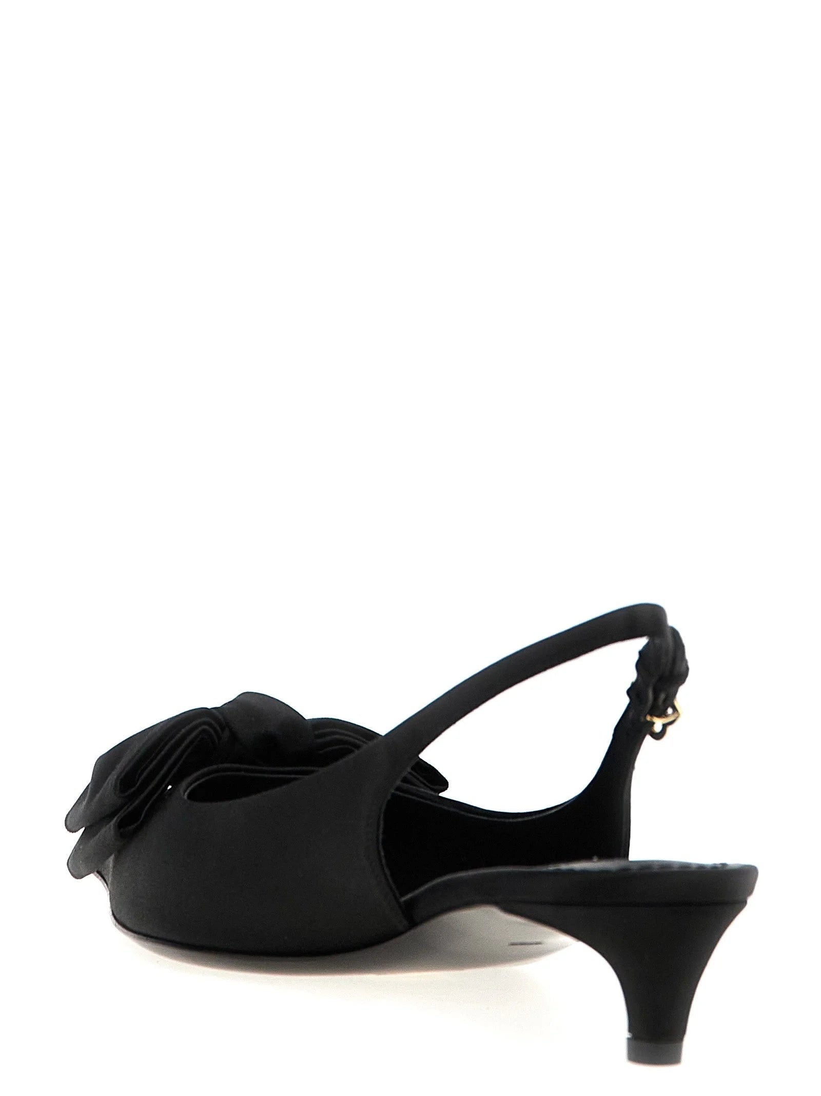Dolce & Gabbana Black Viscose Mid Heel Pumps