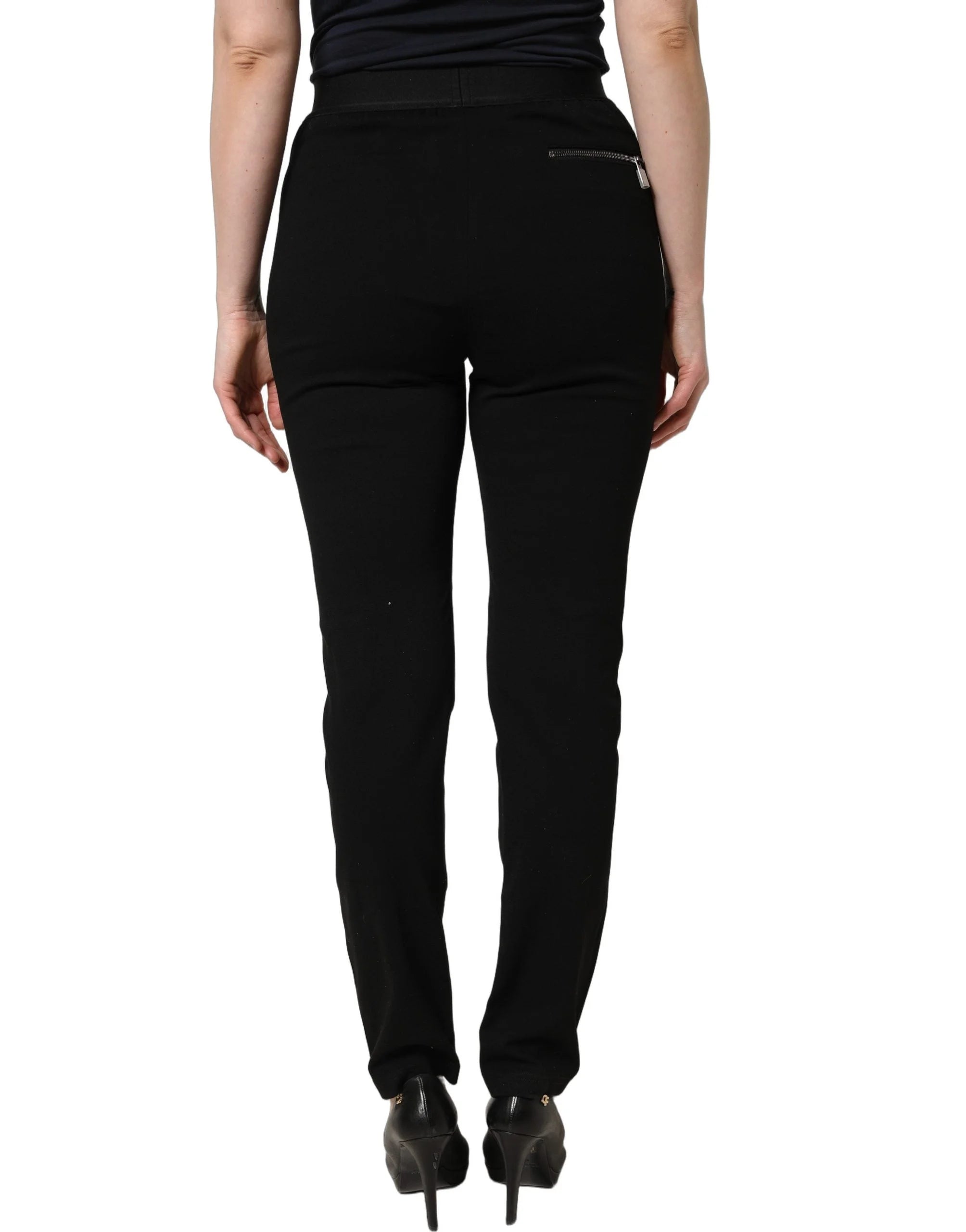 Dolce & Gabbana Black Viscose Mid Waist Skinny Trouser Pants - IT42|M