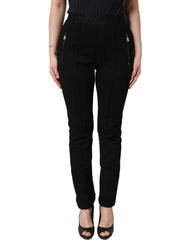 Dolce & Gabbana Black Viscose Mid Waist Skinny Trouser Pants - IT42|M
