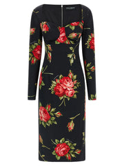 Dolce & Gabbana Black Viscose Midi Dress