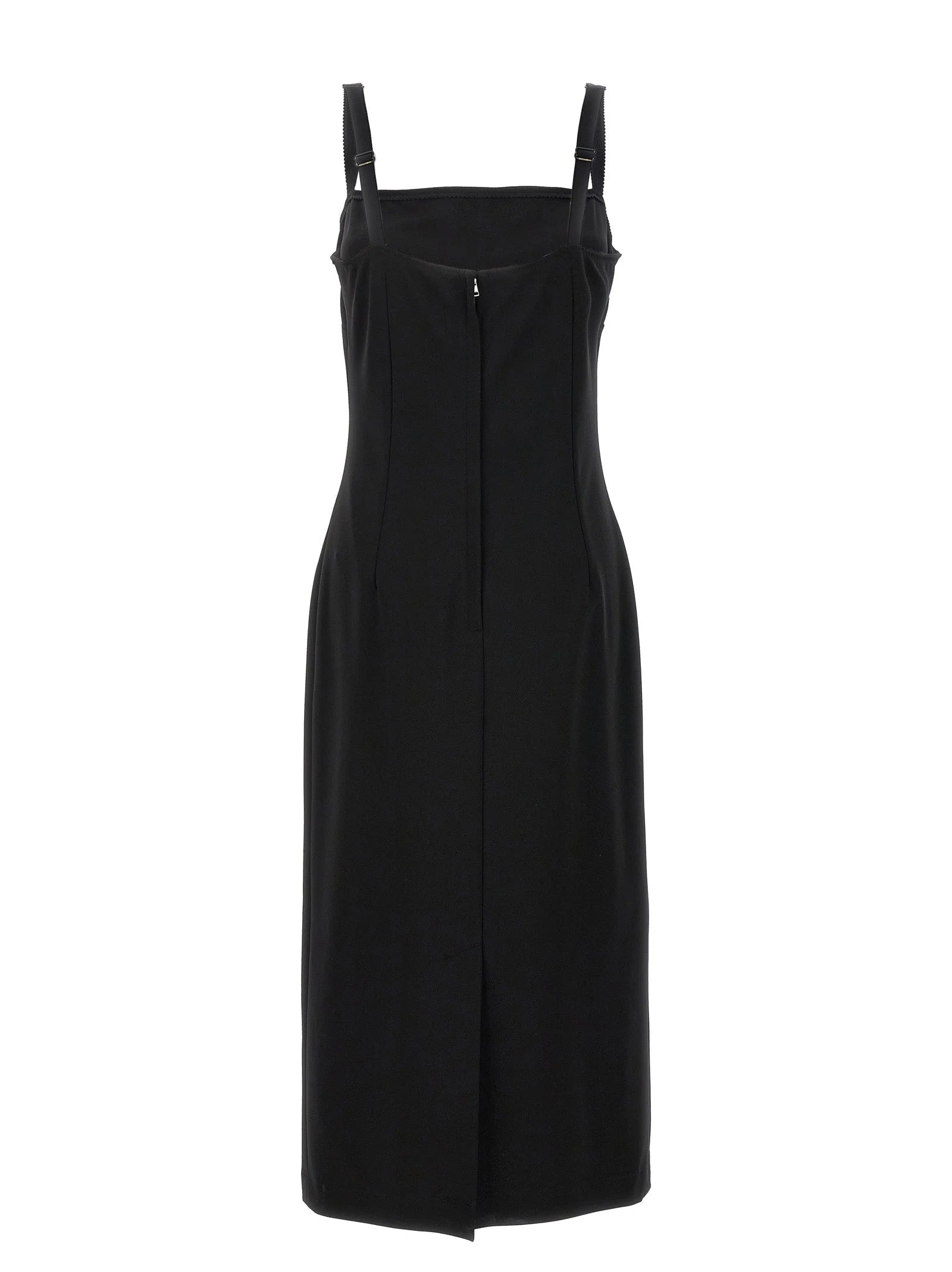 Dolce & Gabbana Black Viscose Midi Dress - IT48
