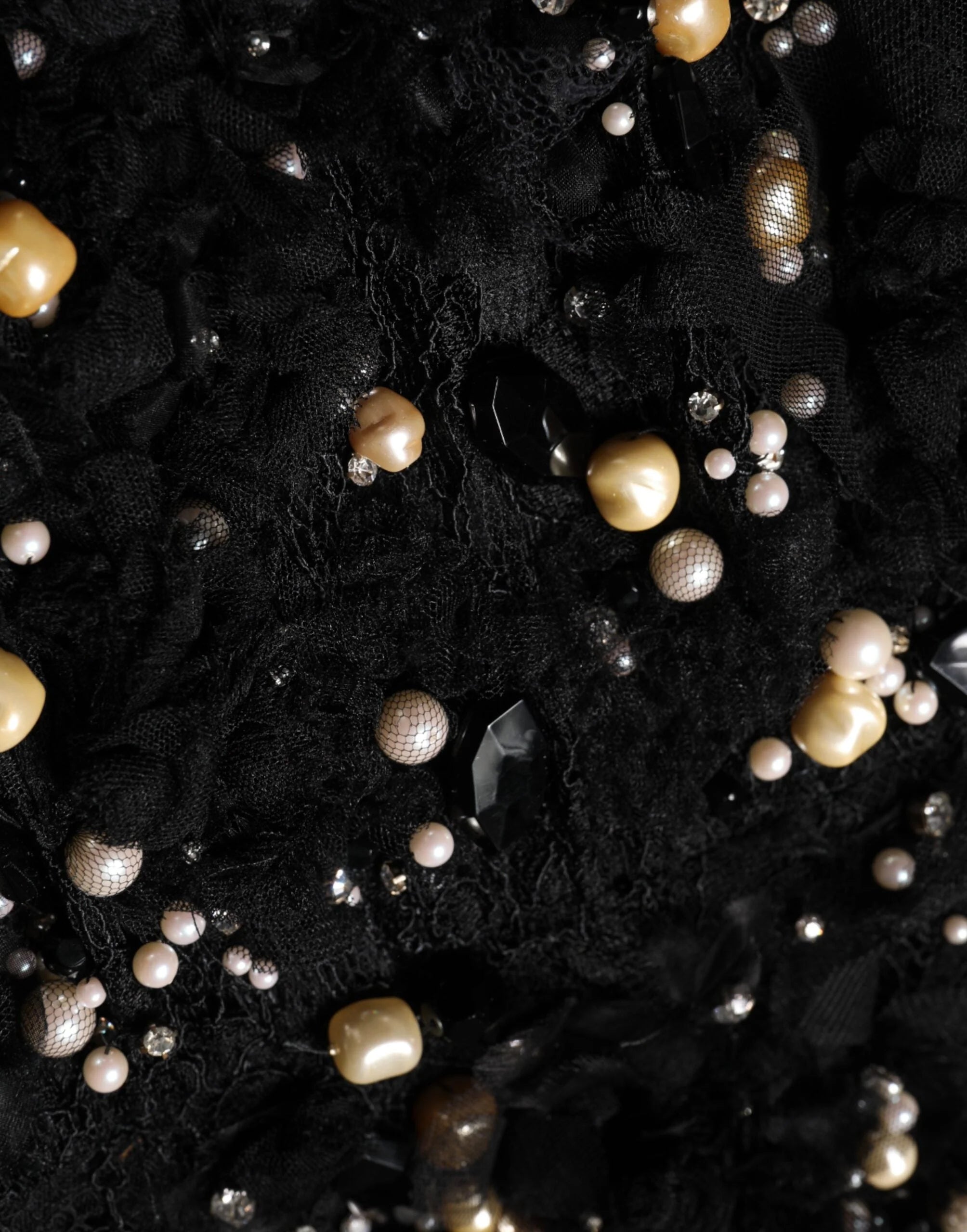 Dolce & Gabbana Black Viscose Pearl Embellishment Shift Dress - IT42|M