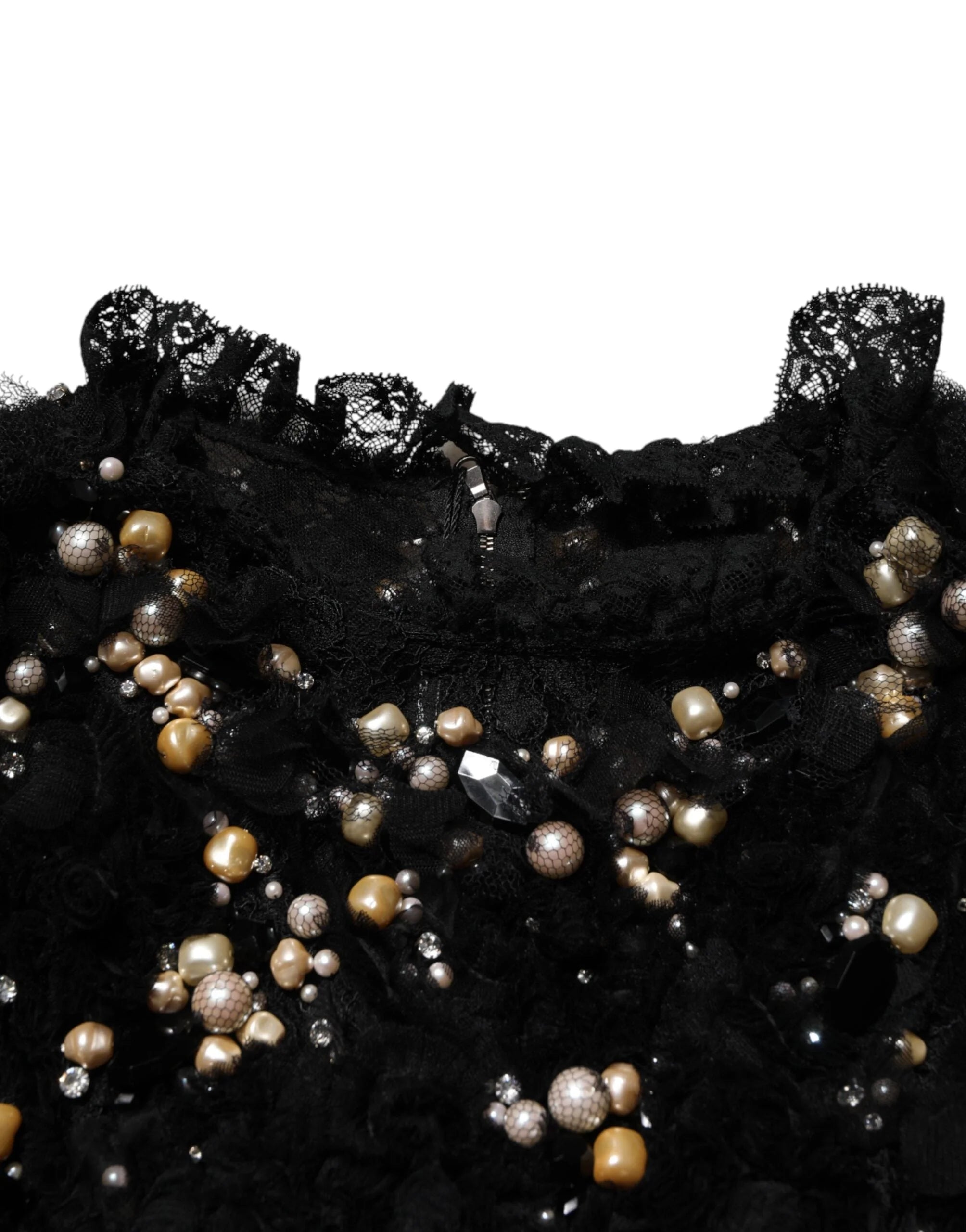 Dolce & Gabbana Black Viscose Pearl Embellishment Shift Dress - IT42|M