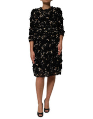 Dolce & Gabbana Black Viscose Pearl Embellishment Shift Dress - IT42|M