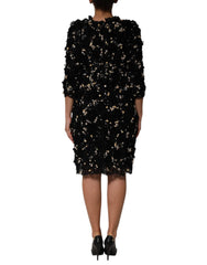 Dolce & Gabbana Black Viscose Pearl Embellishment Shift Dress - IT42|M