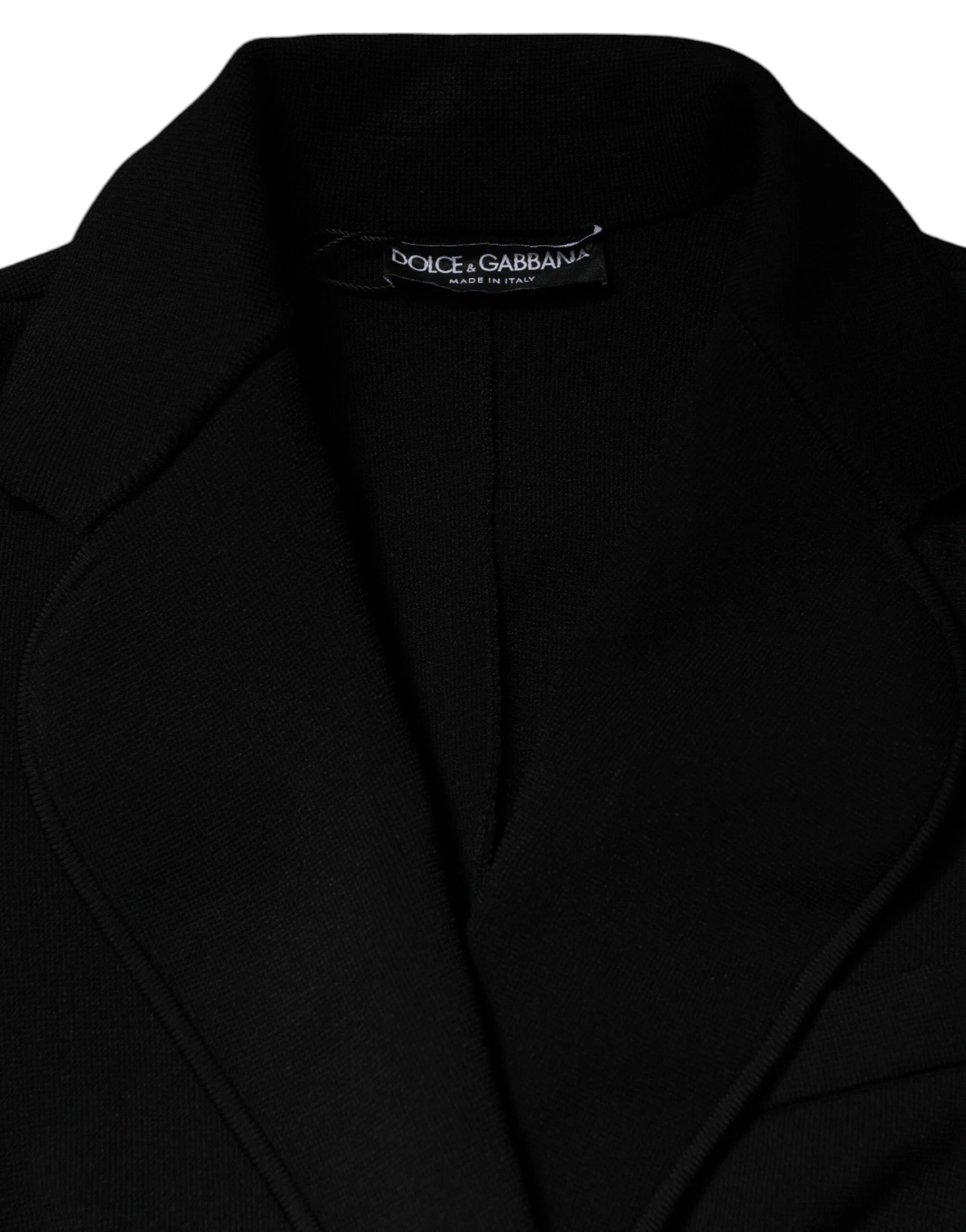 Dolce & Gabbana Black Viscose Single Breasted Blazer Jacket - IT46|XL - Coats & Jackets