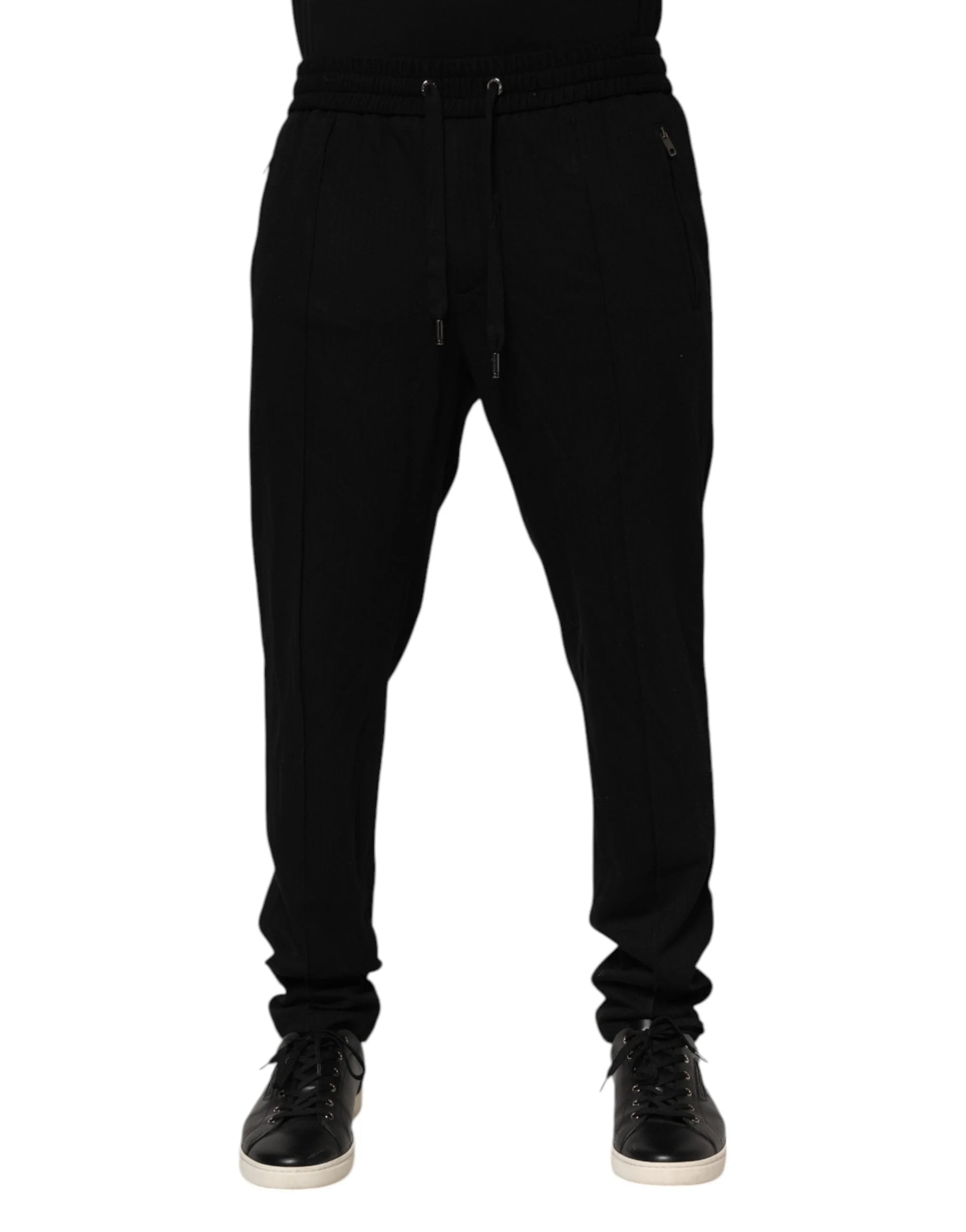 Dolce & Gabbana Black Viscose Skinny Logo Men Jogger Pants - IT54 | XL - Joggers