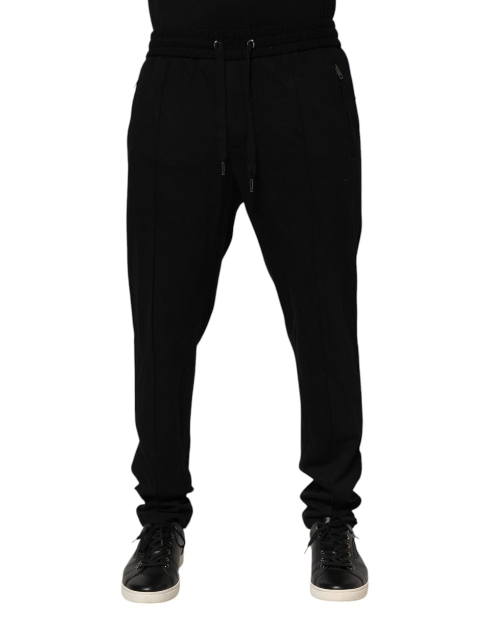 Dolce & Gabbana Black Viscose Skinny Logo Men Jogger Pants - IT54 | XL - Joggers