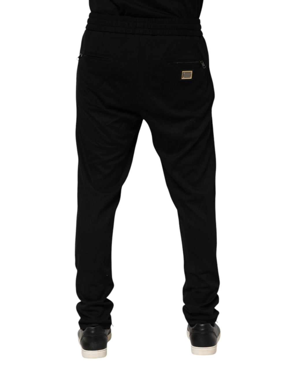 Dolce & Gabbana Black Viscose Skinny Logo Men Jogger Pants - IT54 | XL - Joggers