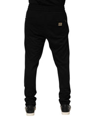 Dolce & Gabbana Black Viscose Skinny Logo Men Jogger Pants - IT54 | XL - Joggers