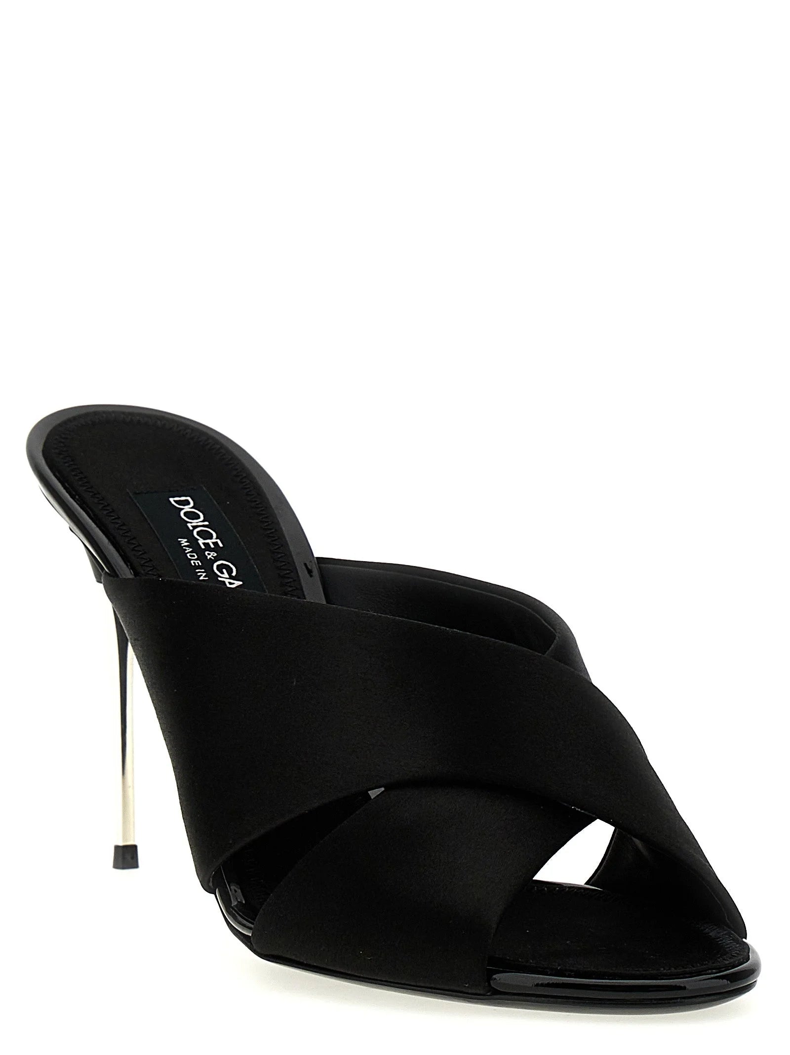 Dolce & Gabbana Black Viscose Stiletto Heel Sandals - EU37/US7