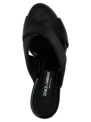 Dolce & Gabbana Black Viscose Stiletto Heel Sandals - EU37/US7