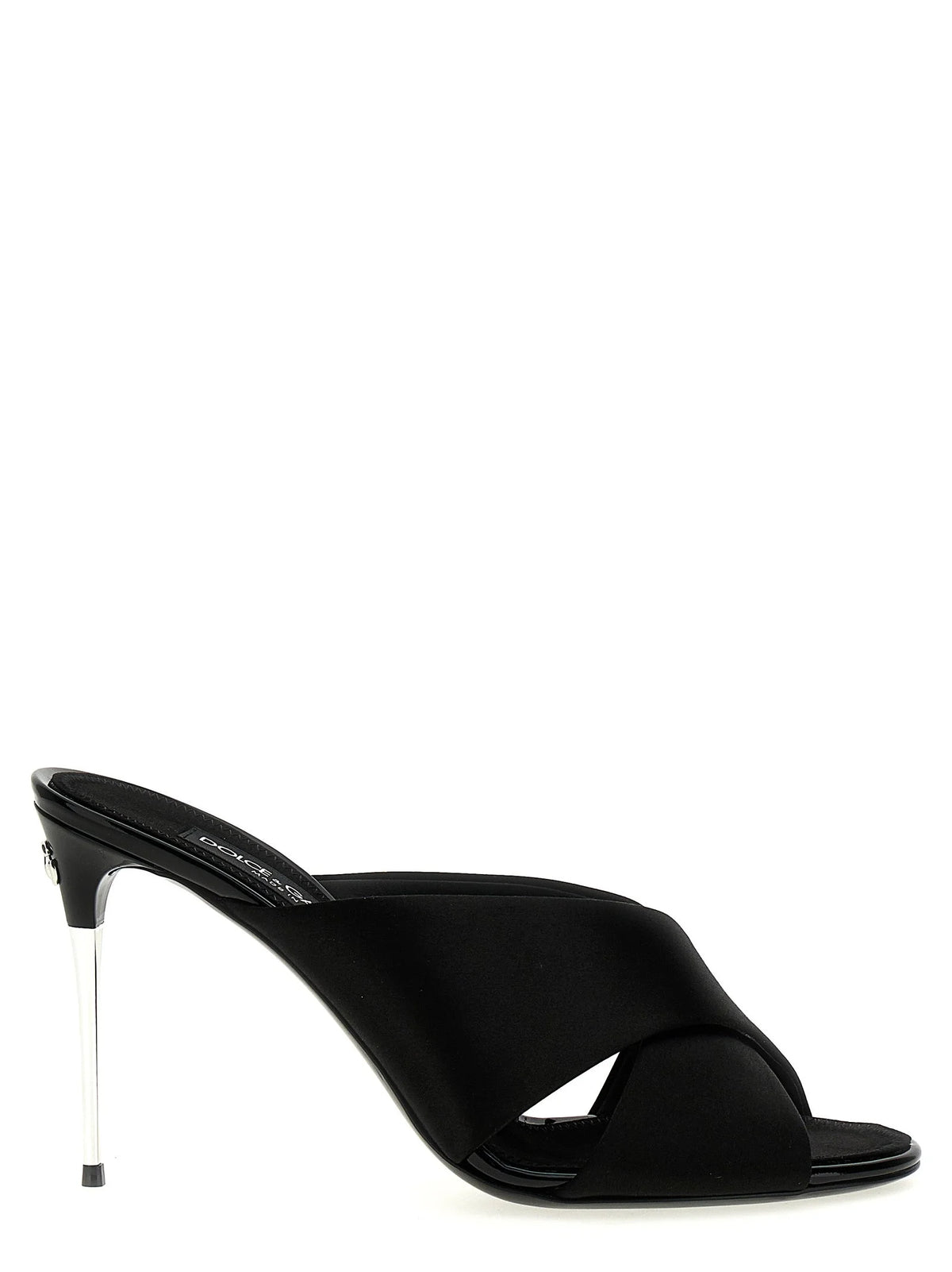 Dolce & Gabbana Black Viscose Stiletto Heel Sandals - EU37/US7