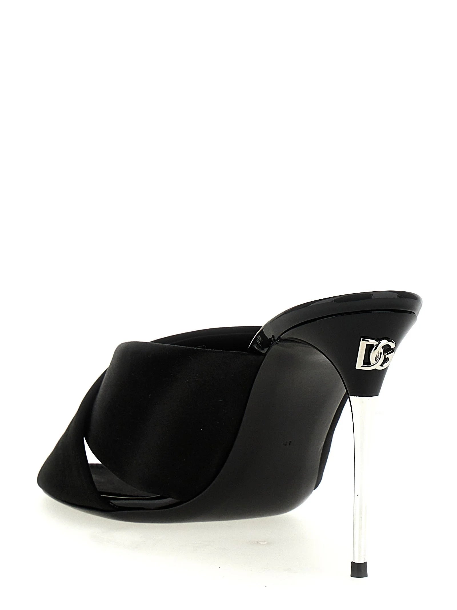 Dolce & Gabbana Black Viscose Stiletto Heel Sandals - EU37/US7