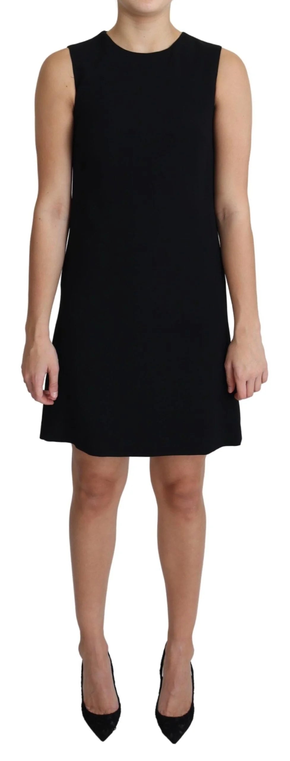 Dolce & Gabbana Black Viscose Stretch A-line Shift Mini Dress - IT40|S - Dresses