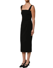 Dolce & Gabbana Black Viscose Stretch Sheath Midi Dress - IT40|S