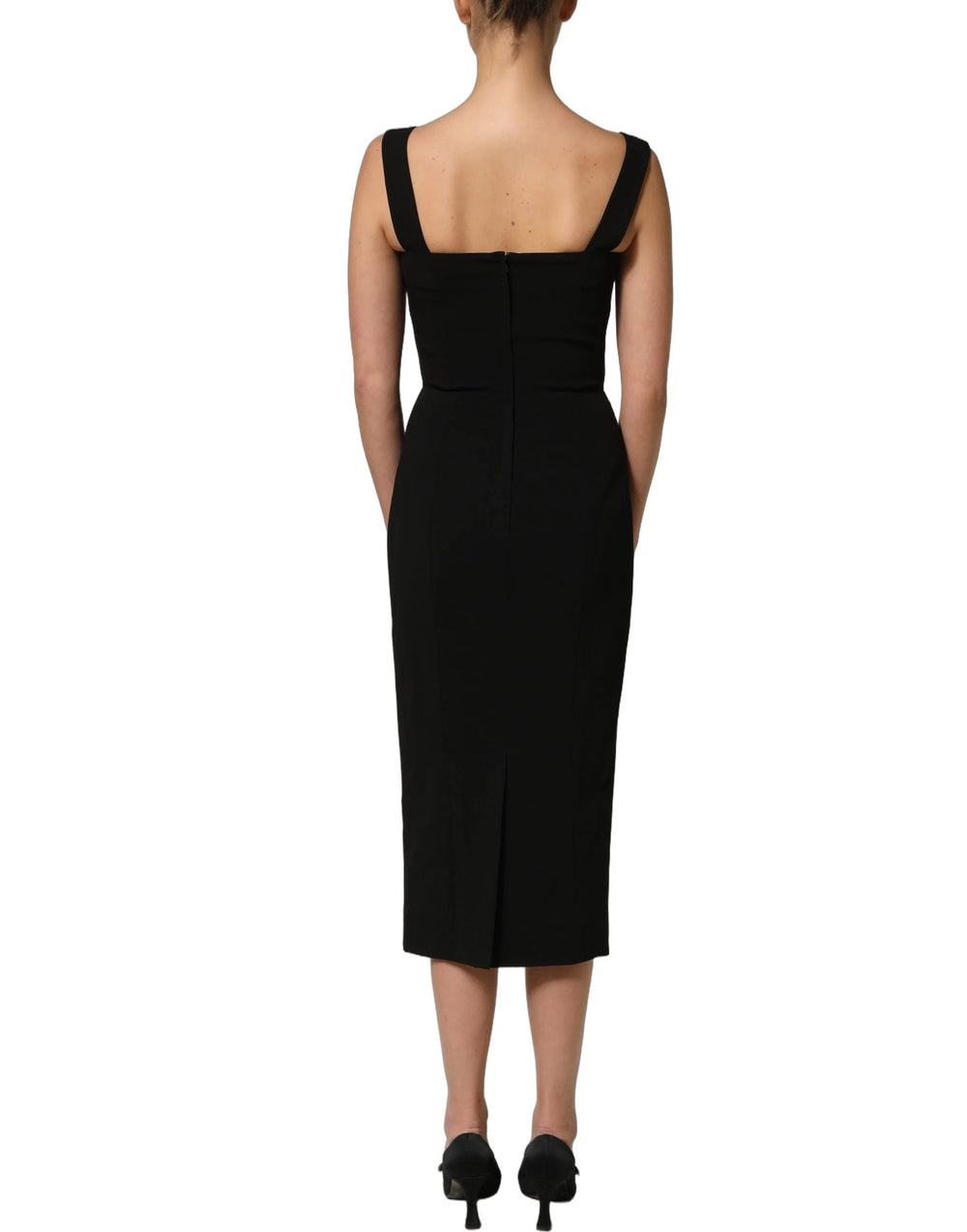 Dolce & Gabbana Black Viscose Stretch Sheath Midi Dress - IT40|S