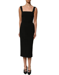 Dolce & Gabbana Black Viscose Stretch Sheath Midi Dress - IT40|S