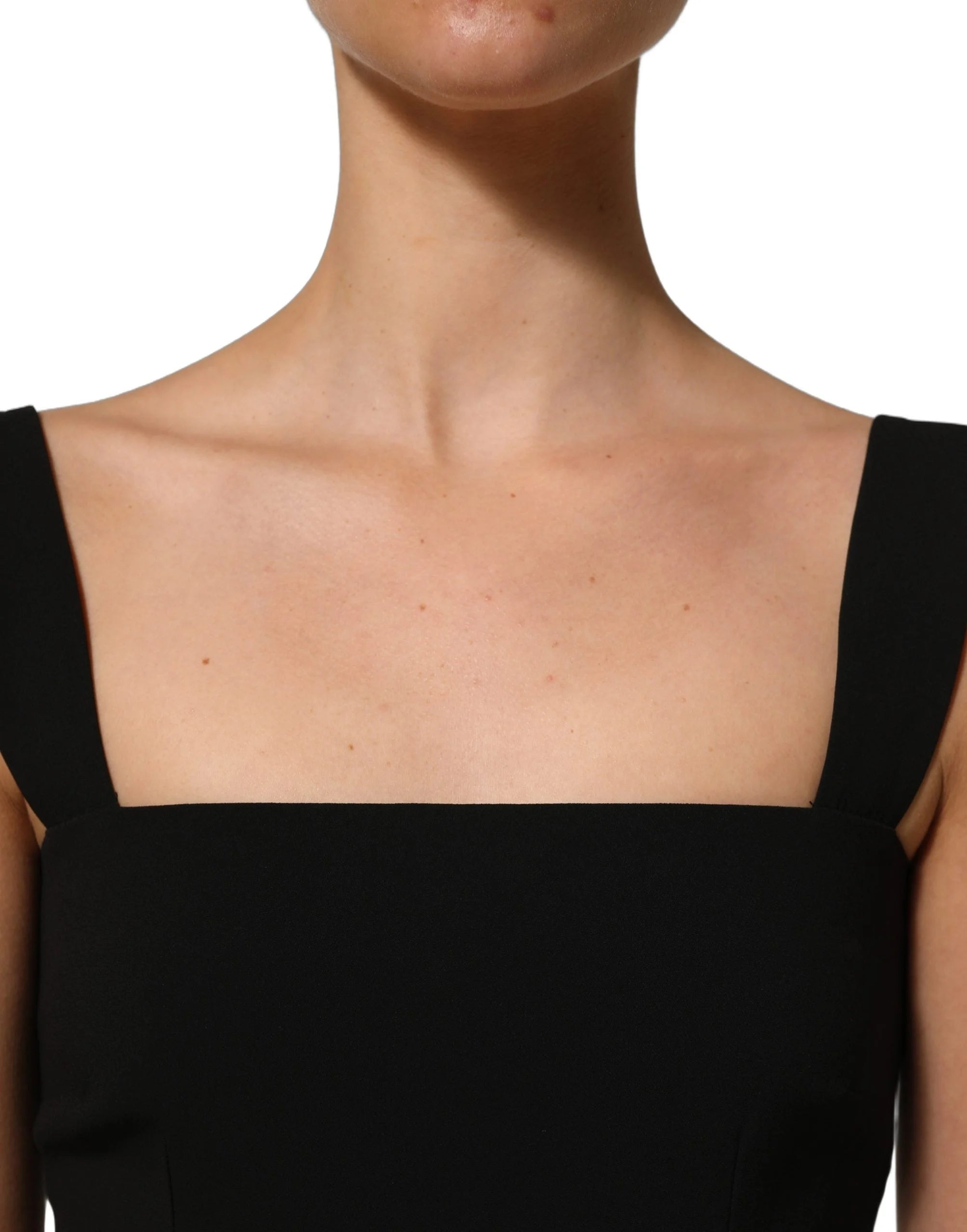 Dolce & Gabbana Black Viscose Stretch Sheath Midi Dress - IT40|S