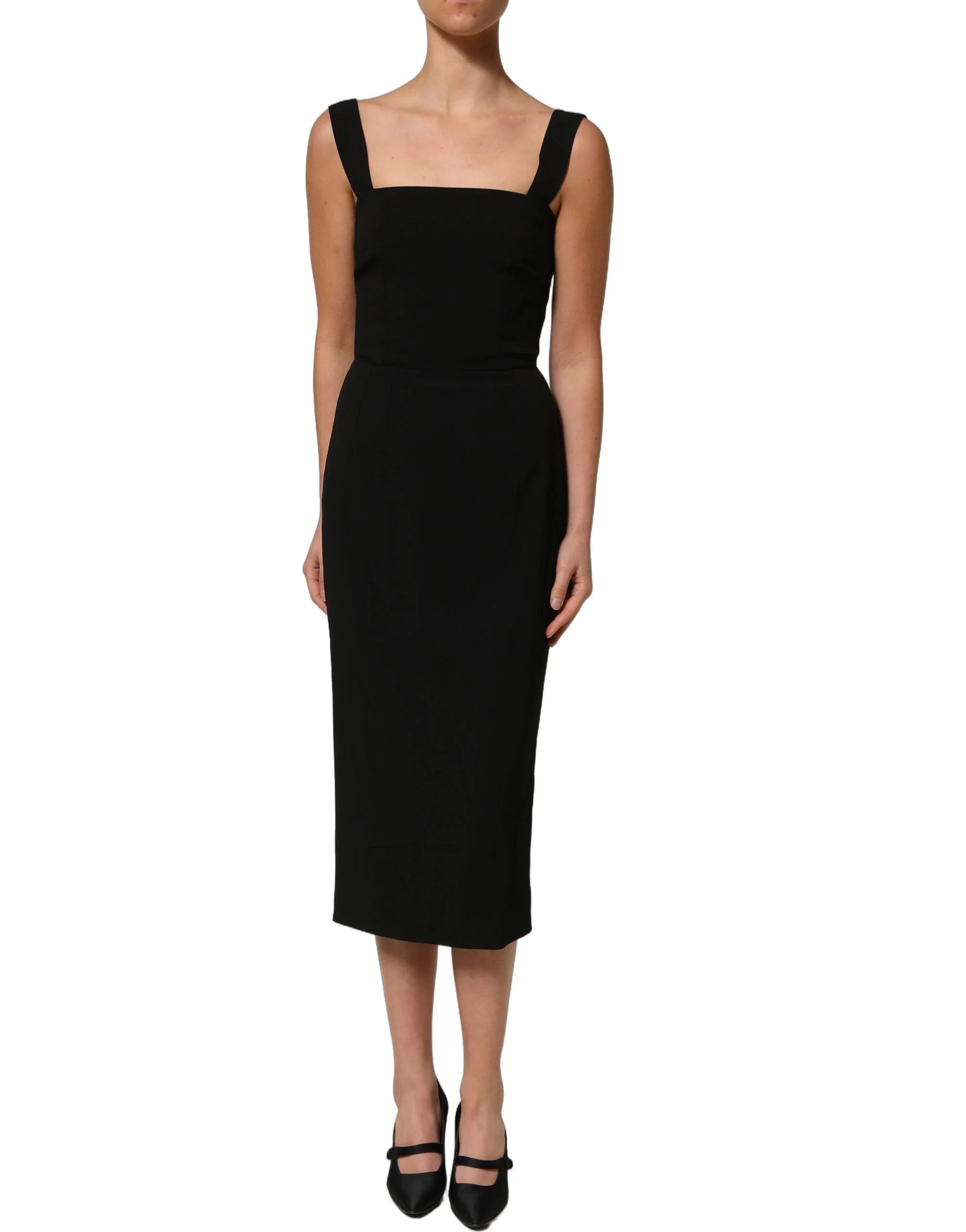 Dolce & Gabbana Black Viscose Stretch Sheath Midi Dress - IT40|S