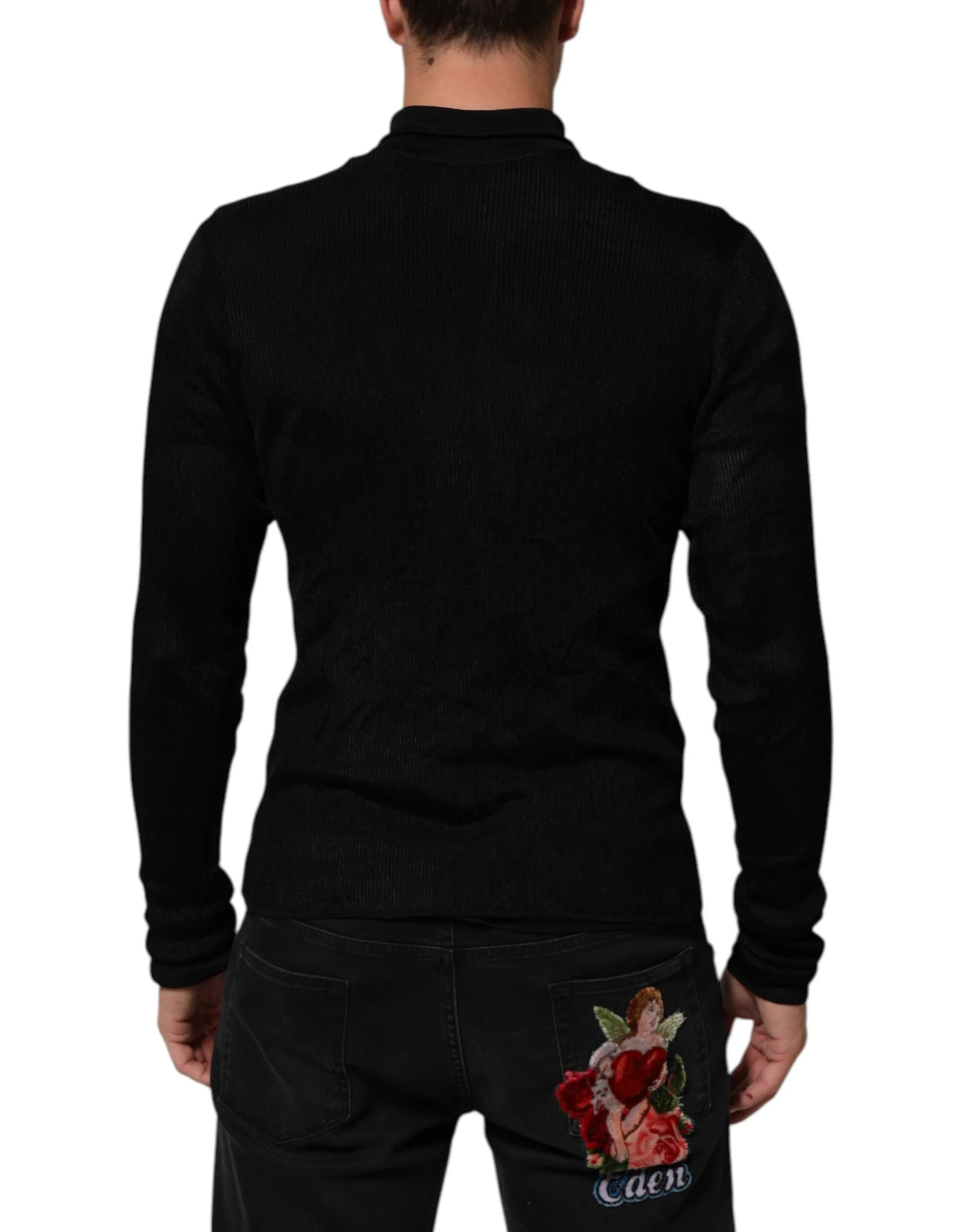 Dolce & Gabbana Black Viscose Turtle Neck Pullover Sweater - IT48 | M - Sweaters