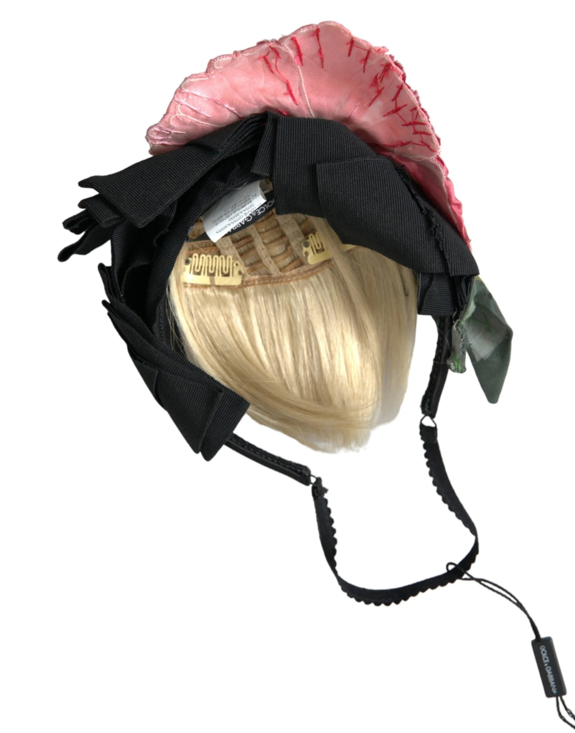 Dolce & Gabbana Black Viscose White Hair Parrucchiera Headband Diadem - Headbands