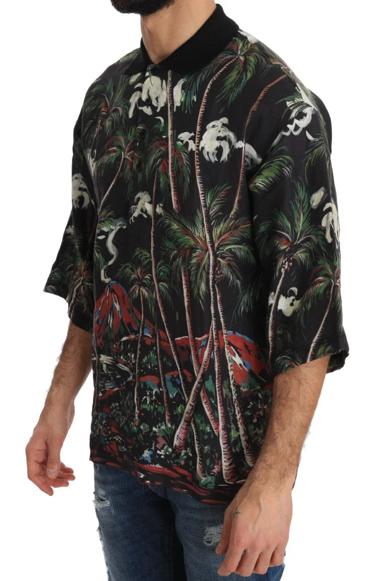 Dolce & Gabbana Black Volcano Sicily Short Sleeve T-Shirt - T-Shirts