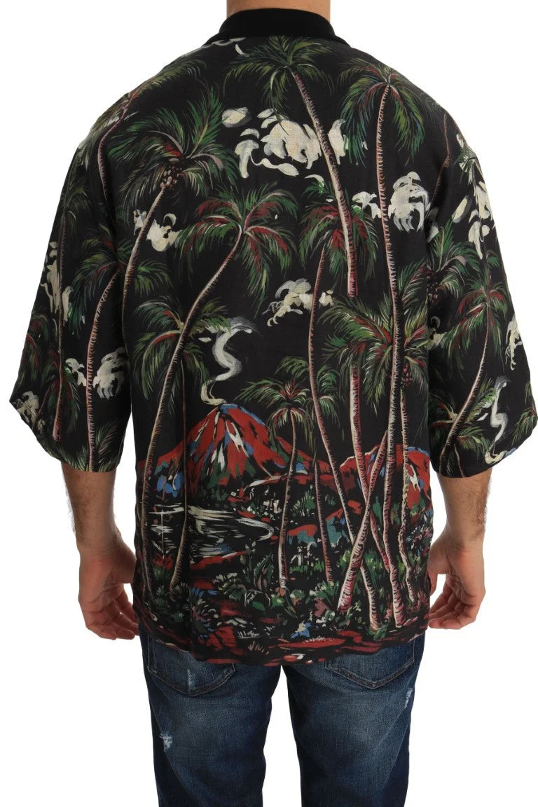 Dolce & Gabbana Black Volcano Sicily Short Sleeve T-Shirt - T-Shirts