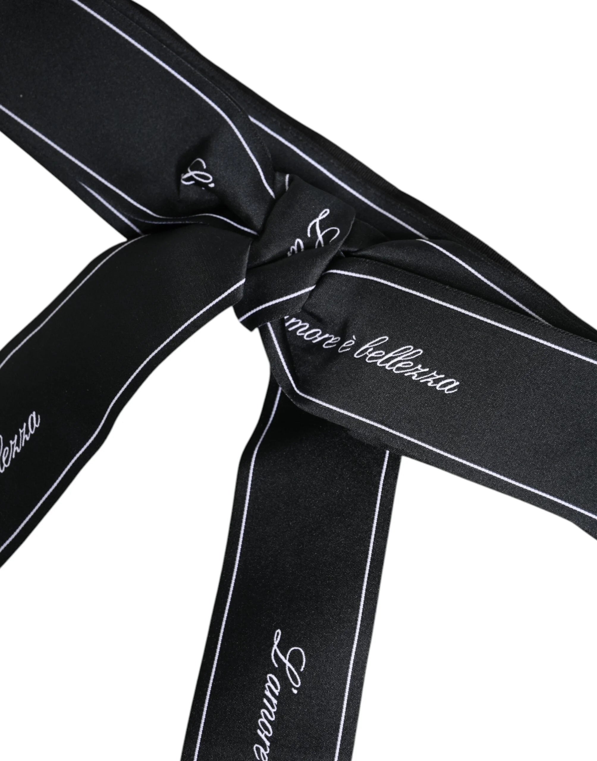 Dolce & Gabbana Black Waist Ribbon Wide Bow Logo Belt - IT40|S - Belts
